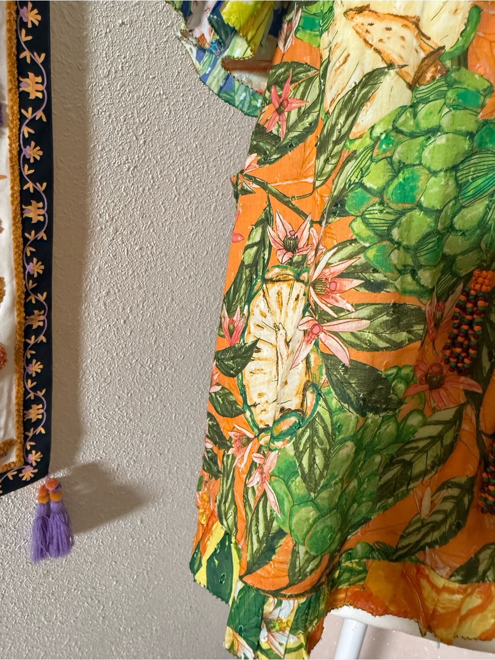 FARM Rio Green and Orange Tropical Print Puff-Sleeve Blouse - Picture 8 of 16